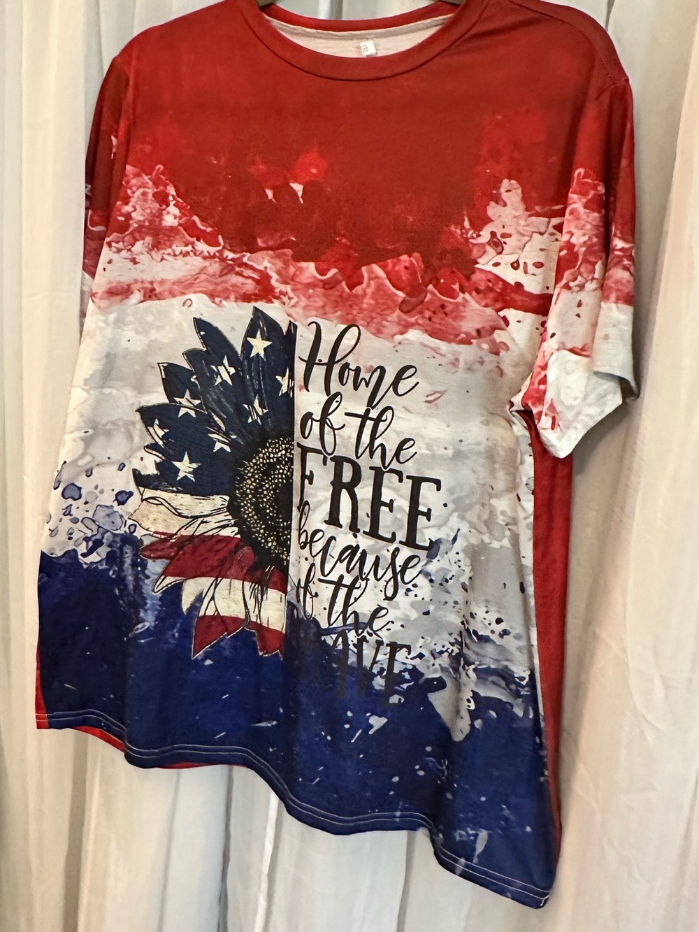 Patriotic Red White Blue Graphic Tee - Sunflower Flag Design - Picture 3 of 5